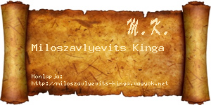 Miloszavlyevits Kinga névjegykártya